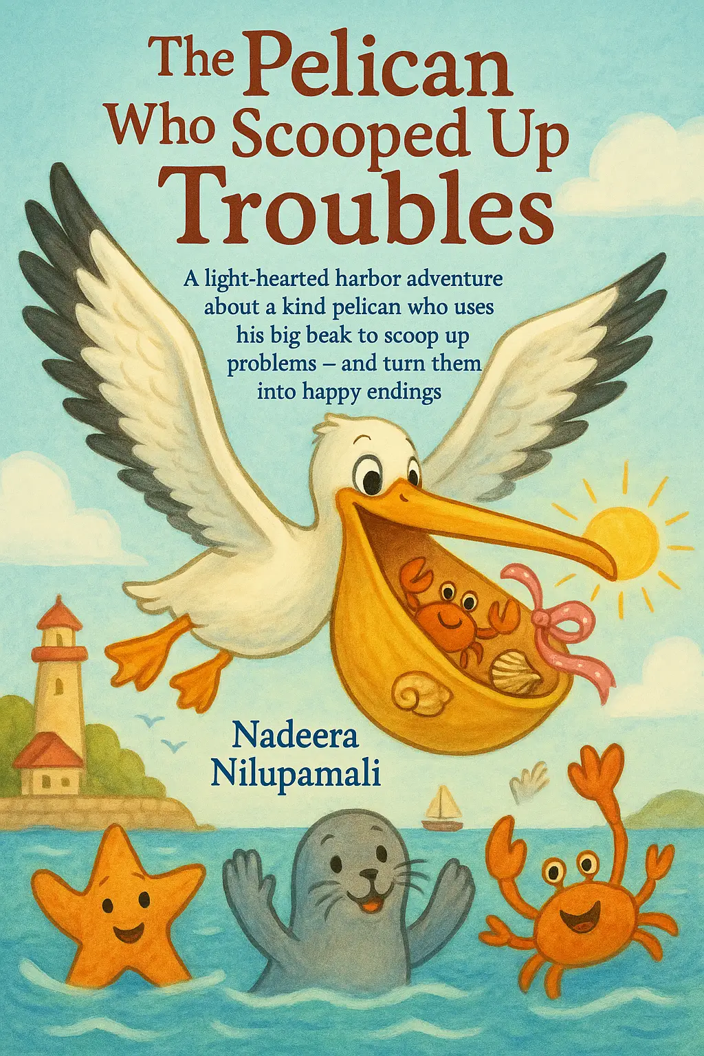 The Pelican Who Scooped Up Troubles  - A light‑hearted harbor adventure about a kind pelican who uses his big beak to scoop up problems — and turn them into happy endings